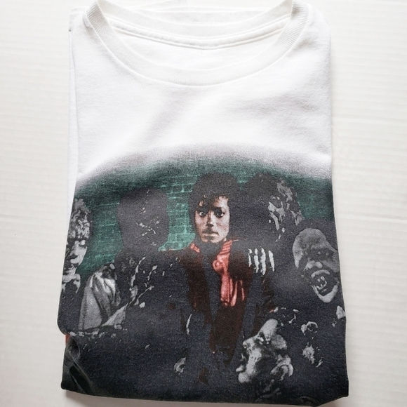 Vintage Thriller Michael Jackson White Graphic T-shirt 100% Cotton‎ Size Medium - Picture 7 of 9